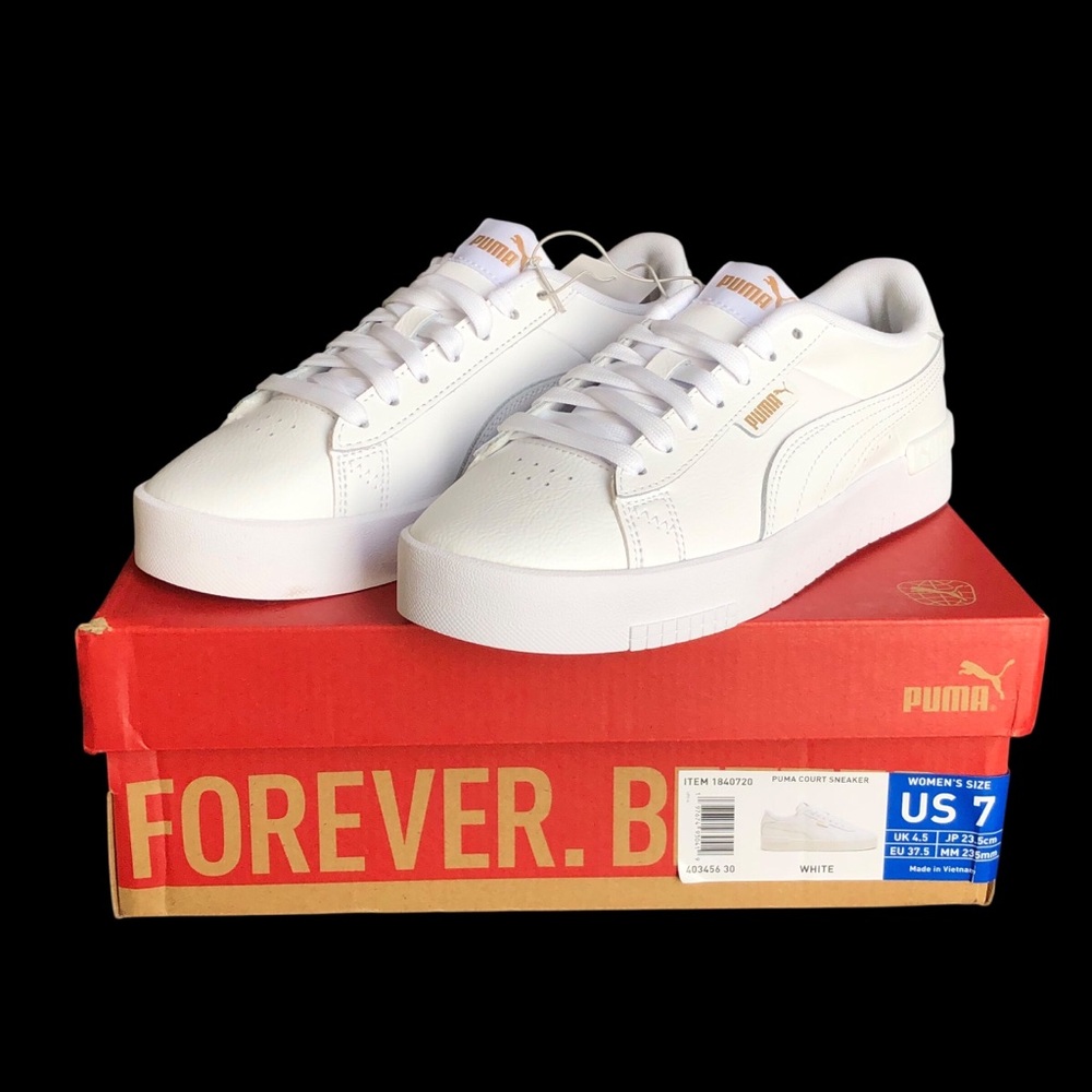 Puma Women’s Court Sneakers White Leather Lifestyle Shoes Size 7 New
